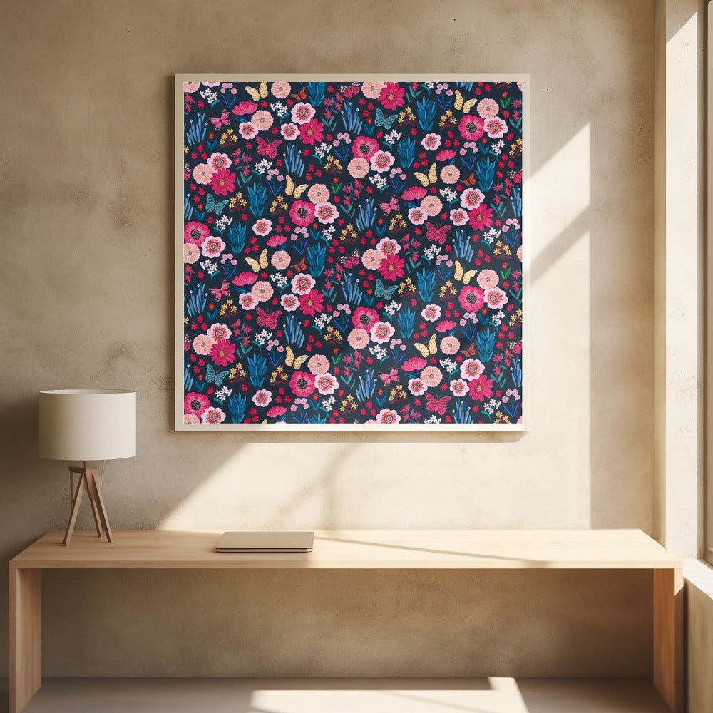 Butterflies & flowers Poster